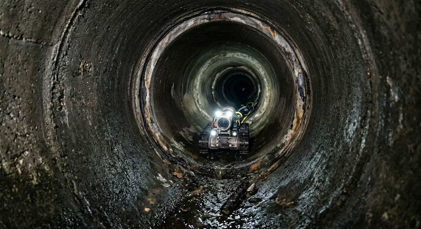 Robotic sewer camera inspecting pipe interior for Drain Snake Service in Harpswell